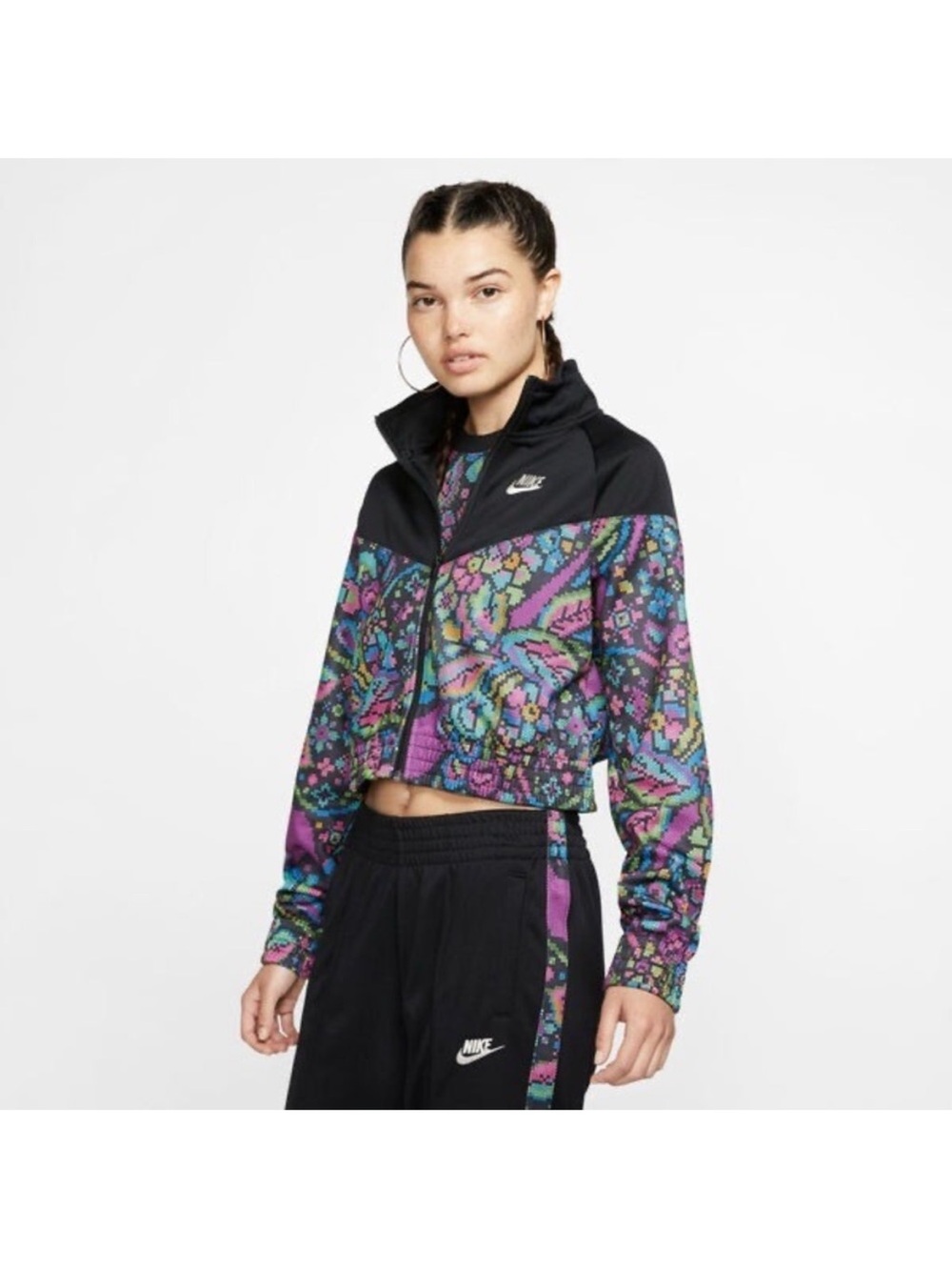 Nike Women's Neon Foral Patterned Zip-Front Track Jacket - Picture 15 of 16